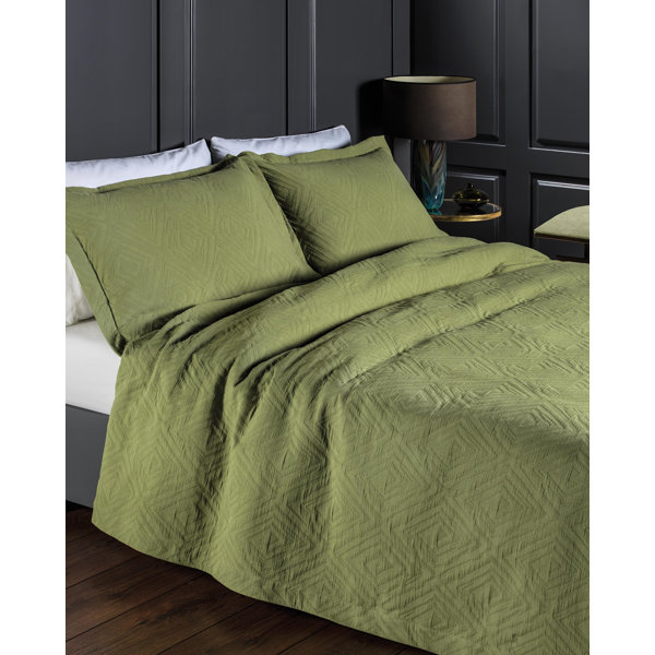 Ebern Designs Camaron Olive Green Bedspread Wayfair.co.uk